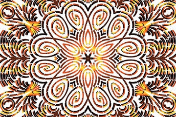 luxurious paper cut design colourful rainbow flowers line art pattern of indonesian culture traditional  batik ethnic dayak for textile or fashion
