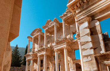 The ancient library of the ancient city of Ephesus on a wonderful sunny day
