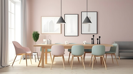 Fototapeta na wymiar Minimalist Interior of modern interior desige 3D rendering, generative ai