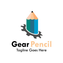 Obraz premium Gear pencil design logo template illustration