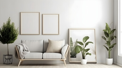 Minimalist Interior of modern interior desige 3D rendering, generative ai