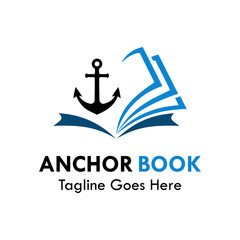 Anchor and book design logo template illustration