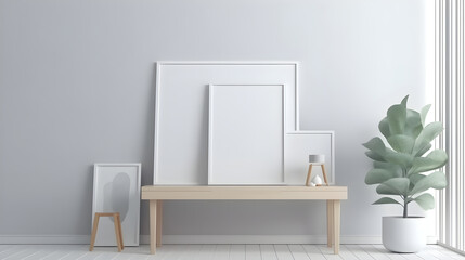 Minimalist Interior of modern interior desige 3D rendering, generative ai