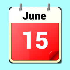 day on the calendar, vector image format, June 15