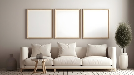 Minimalist Interior of modern interior desige 3D rendering, generative ai