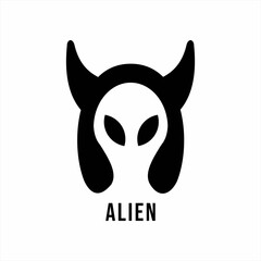 Alien logo design with two horns.