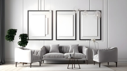 Minimalist Interior of modern interior desige 3D rendering, generative ai