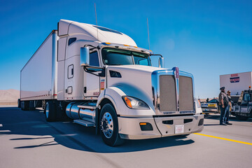 Fototapeta premium a large semi truck parked in a parking lot. Generative Ai