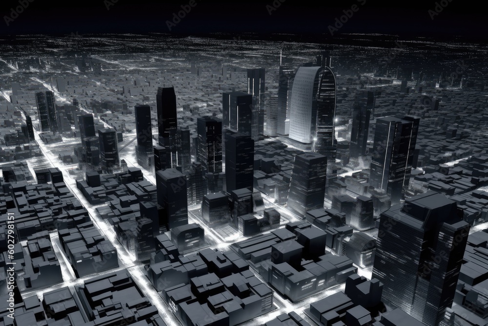 Canvas Prints an illuminated cityscape at night seen from above Generative AI