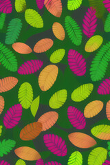 Trendy forest floor pattern with small leaves in vibrant colors. Creativity, nature, design concept created with generative AI.