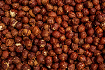kernels nuts hazelnut close-up, full frame