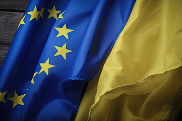 Ukraine's membership in European Union, display of inclusion and patriotism. Political statement and a call to action for international help in the ongoing war. AI-generated. Generative AI
