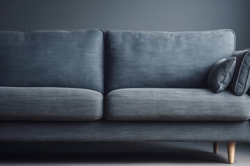 Cozy Blue Couch with Matching Pillows Generative AI