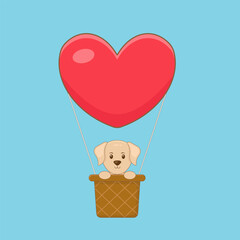 Cute Dog Hot Air Balloon Cartoon