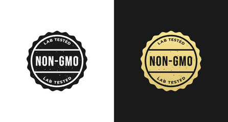 Obraz premium Non GMO Label or Non GMO Seal Vector Isolated in Flat Style. Non GMO Label for guaranteed natural products without genetic engineering. Non GMO seal For natural product seal.