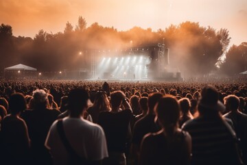 Fototapeta na wymiar People enjoying music festival in outdoors. Generative AI