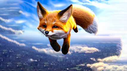 Obraz premium 空飛ぶキツネ（Generative AI）