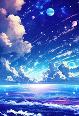 anime style background with space