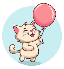 Fototapeta premium cute playful cat holding balloon