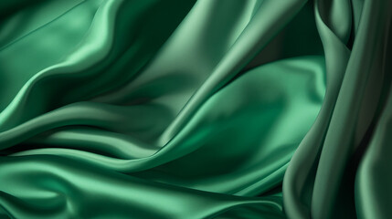 Green silk satin texture background. Generative ai illustration