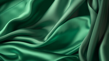 Obraz premium Green silk satin texture background. Generative ai illustration