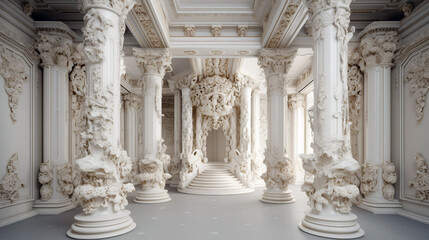 Obraz premium Luxury interior design of the royal palace with columns and beautiful walls. Generative ai illustration