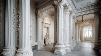 Obraz premium Luxury interior design of the royal palace with columns and beautiful walls. Generative ai illustration