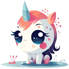 Fototapeta premium Digital art cute colorful unicorn. Generative AI