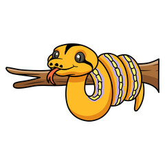 Cute purple golden child cartoon on tree branch