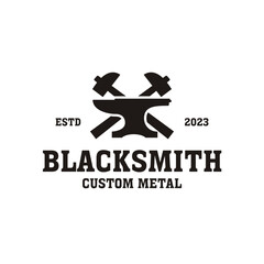 Creative vintage blacksmith logo design illustration idea