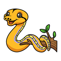 Cute purple golden child cartoon on tree branch