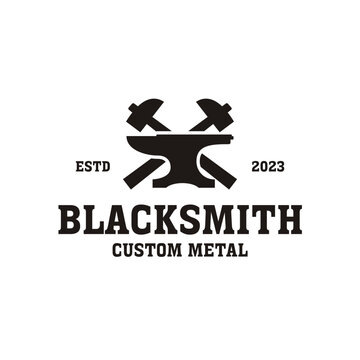 Creative vintage blacksmith logo design illustration idea