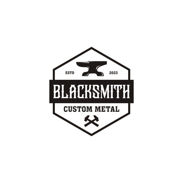 Creative vintage blacksmith logo design illustration idea