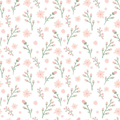 Floral pattern. Pretty flowers on white background. Printing with small pink flowers. Ditsy print. Cute elegant flower  template for fashionable printers