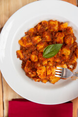 Gnocchi dish with red sauce, Italian dish, pasta