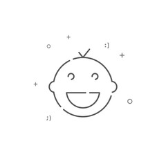 Kid smiling simple vector line icon. Symbol, pictogram, sign isolated on white background. Editable stroke