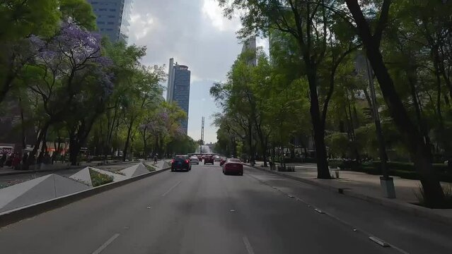 Hyper lapse - Paseo de la Reforma Avenue, Mexico City, cloudy afternoon