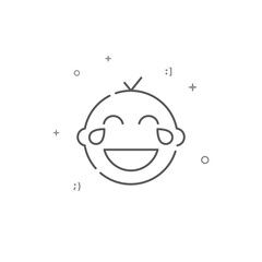 Laughing to tears kid simple vector line icon. Symbol, pictogram, sign isolated on white background. Editable stroke