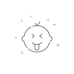 Teasing kid simple vector line icon. Symbol, pictogram, sign isolated on white background. Editable stroke