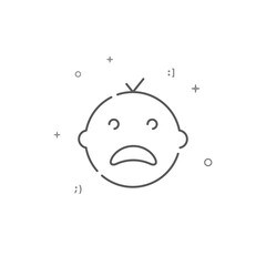 Kid crying simple vector line icon. Symbol, pictogram, sign isolated on white background. Editable stroke