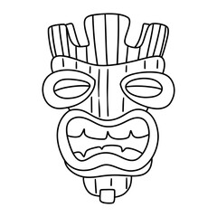 Wood Polynesian Tiki idols, gods statue carving, boho mask hawaii, aloha hawaii, summer element on beach, Summer illustration