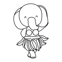Aloha Hawaii of elephant dancer, Animal summer element on beach, Summer illustration