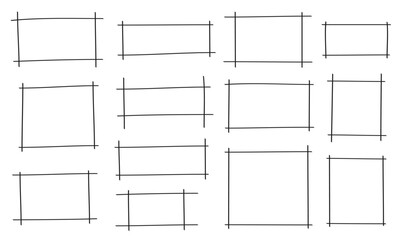 細い四本のマーカー線を組み合わせた四角い枠のセット