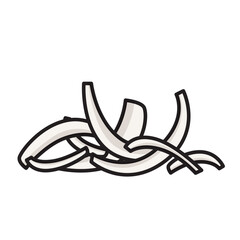 線画太めのカットされた玉ねぎのイラスト