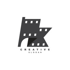 Creative cinema flag logo design, movie mania logo vector