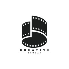 Fototapeta na wymiar Abstract Cinema strip negative film logo design. Geometric cinema logo for your brand or business
