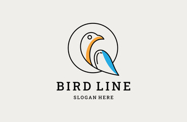 Bird Logo design with Line Art On White Backround