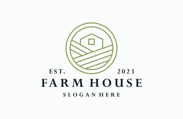 Farm house logo vector icon illustration hipster vintage retro .