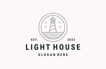 Light house logo vector icon illustration hipster vintage retro .