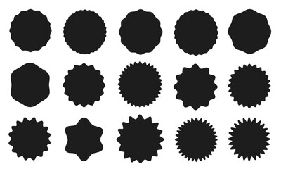 黒い波状の円のイラストセット/タイトルや見出しにも